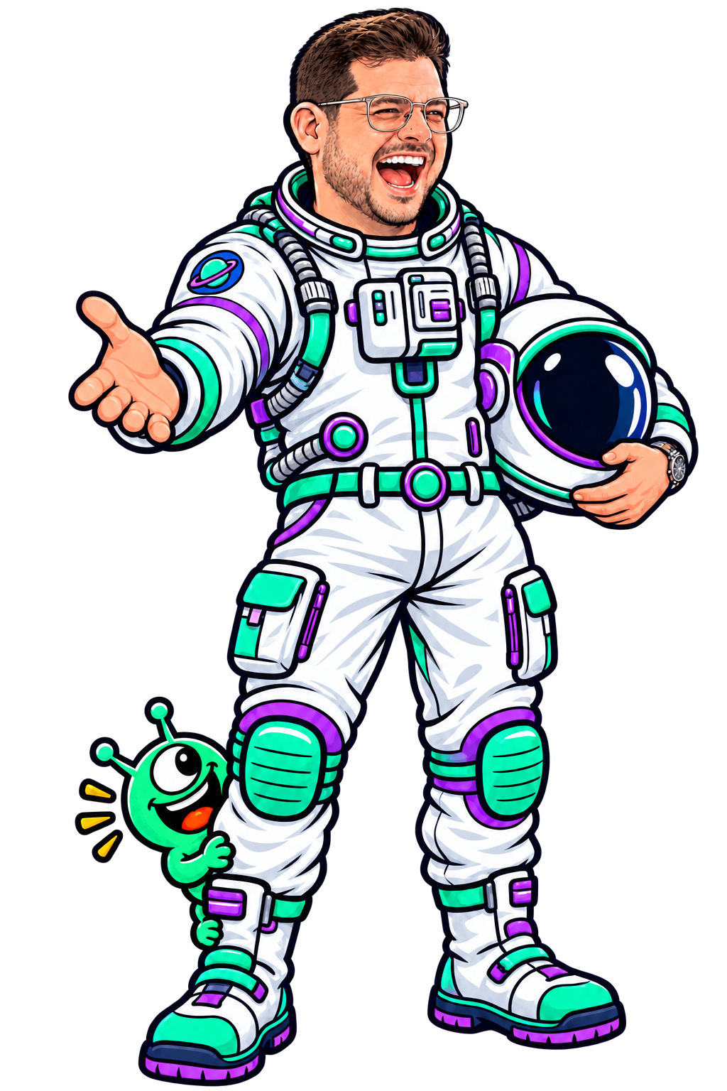 Ilustración de Daniel Marciano Gudiño con traje de astronauta