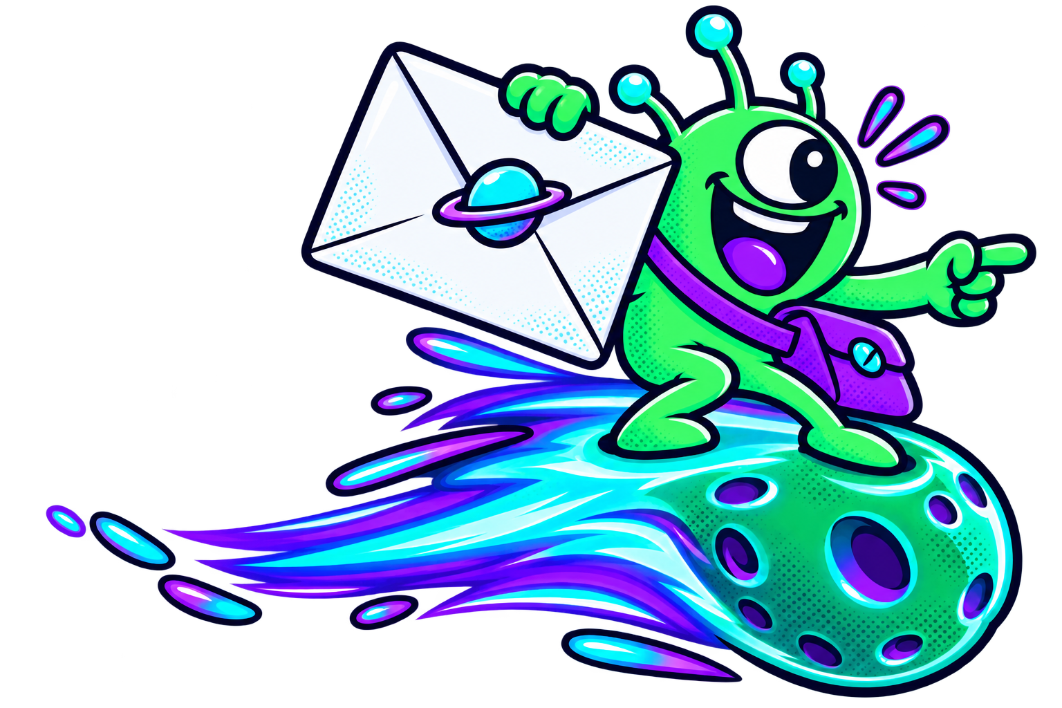 Alien mensajero viajando en un cometa